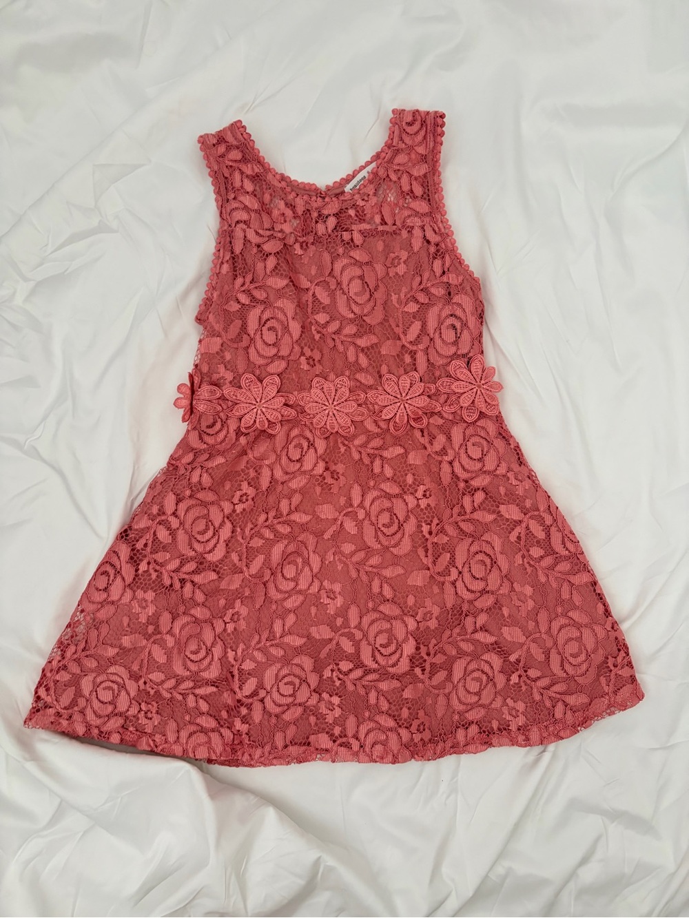 Beautees Coral Lace Floral A-Line Dress